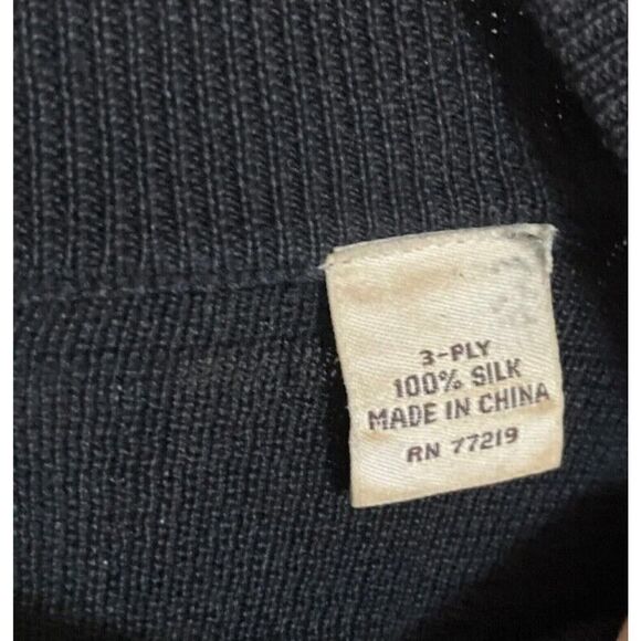 Pronto Uomo Navy Blue Knit Sweater Mens Cosby Pullover Vintage 100% Silk XL - Picture 9 of 9